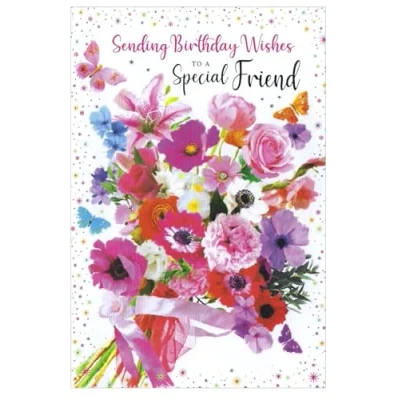 Image of Friend Birthday Card Flowers Female Ladies Size: 7.5&quot; x 5.25&quot; (Fr B)