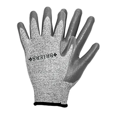 Image of Briers Advanced Cut Resistant Gardening Gloves Stretch Fit with Nitrile Coating and Elasticated Cuff Size L
