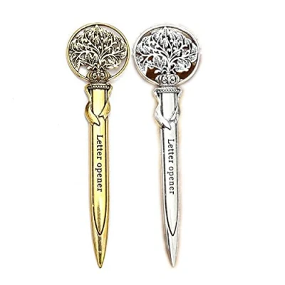 Image of IKAAR 2Pcs Letter Opener Envelope Knife Open Retro Metal Slitter for School Office Home Use