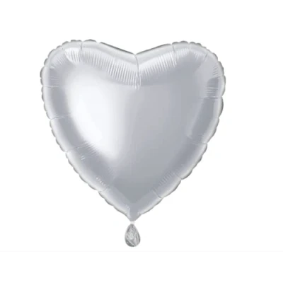 Image of Solid Silver Heart Foil Balloon (45cm) 1 Count Stunning and Romantic Love Celebration Decoration