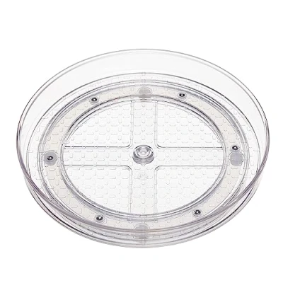 Image of Amazon Basics Clear Lazy Susan Turntable Organiser, 22.9 cm, 2 Pack