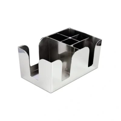 Image of bar@drinkstuff Plastic Chrome Bar Caddy Effect Caddies Storage, Napkin Holder, Straws, Stirrers &amp; Cocktail Accessories Holder