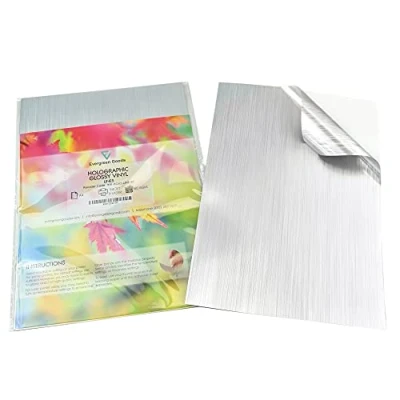 Image of Evergreen Goods A4 Holographic Silver Vinyl Self Adhesive Sticky Back, Lines Pattern, Inkjet and Laser Printable (10)