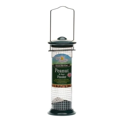 Image of Walter Harrison&#039;s Peanut and Suet Green Die Cast Wild Bird Hard Wearing Hanging Feeder Small 20 cm