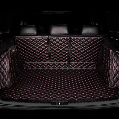 Image of Car Rear Trunk Mat Boot Liner Mats for Land Rover Range Evoque I L538 2015 2018, Waterproof Leather, Cover Anti Slip Carpets Auto Styling Accessories,C/Black red