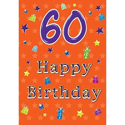 Image of Piccadilly Greetings WONDERFUL COLOURFUL 60 HAPPY BIRTHDAY 60TH GREETING CARD