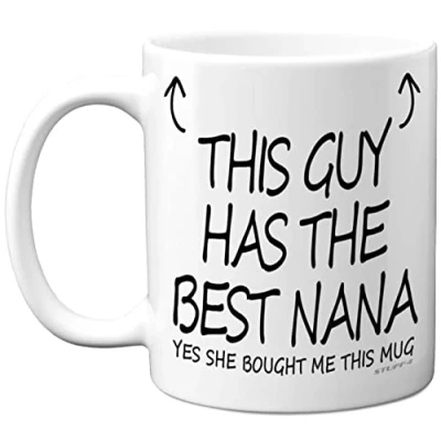 Image of Stuff4 This Guy Has The Best Nana Mug Nan Gifts, 11oz Ceramic Dishwasher Safe Coffee Mugs Grandson Gifts for Birthday, Christmas Day Presents, Secret Santa, Premium Cup Made in UK