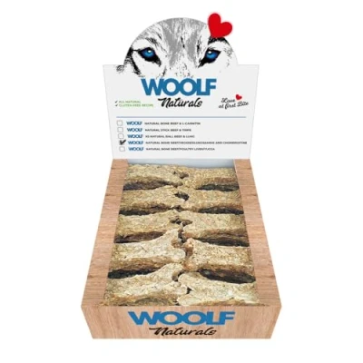 Image of WOOLF Naturals Dog Treats Gluten Free and All Natural Ingredients with Pro Biotics. Ideal for Weight Control. Suitable Dogs (Beef, Vegetable, Glukosamine &amp; Chondroitine, 30 Bones)