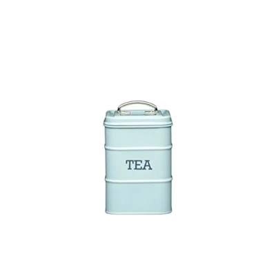 Image of KitchenCraft Living Nostalgia LNTEABLU Metal Tea Caddy, 11 x 17 cm Vintage Blue