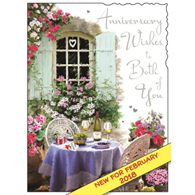 Image of Jonny Javelin Illustrated Anniversary Card (JJ9424) Window From The Velvet Range Embossed With A Silver Foil &amp; Flitter Finish