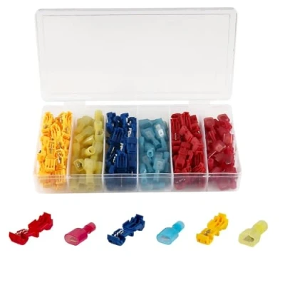Image of T Tap Wire Connectors, 120 Pcs Electrical Quick Splice Connector, Insulated Terminals Self Stripping Crimp Connector