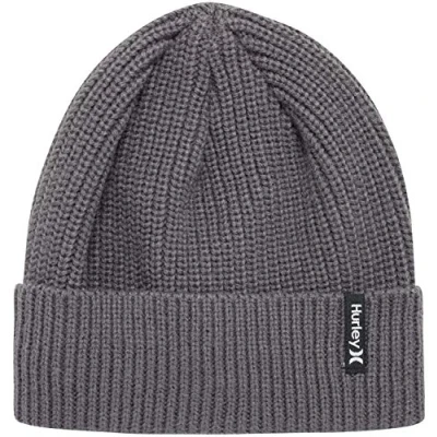 Image of Hurley Men&#039;s M Max Cuff 2.0 Beanie Hat, Dark Grey, One Size