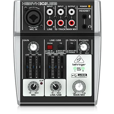 Image of Behringer XENYX 302USB Premium 5 Input Mixer with Mic Preamp and USB/Audio Interface, Compatible PC Mac