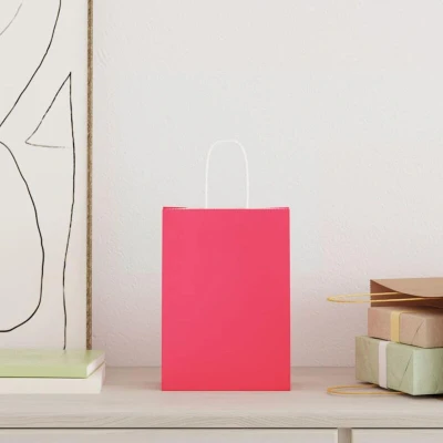 Image of vidaXL Paper Bags 50 pcs with Handles Pink 15x8x21 cm