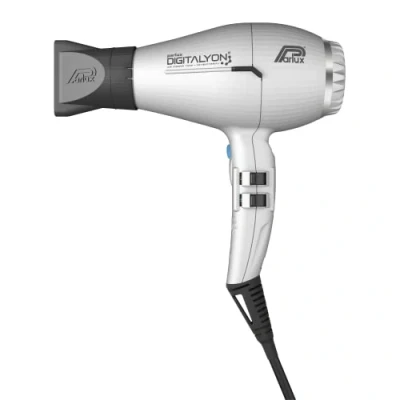 Image of Parlux Digitalyon Silver Digital Hair Dryer with Slim Straightening Nozzle for a Frizz Free Straight Look. Quiet 2 Speeds and 4 Temperatures Cold Air Button