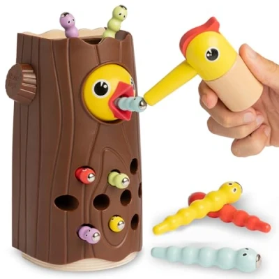 Image of Nene Toys Little Woodpecker Magnetic Educational Toy for Kids 2+ Years Enhances Fine Motor Skills and Color Recognition in Children 2 3 Old Game Boys Girls [New Version]