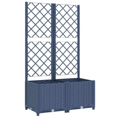 Image of vidaXL Garden Planter with Integrated Trellis Dark Grey Weather Resistant Polypropylene for Outdoor Use, Perfect Climbing Plants
