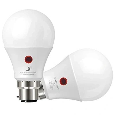 Image of SINCELIGHT Dusk to Dawn LED Light Bulb 9W with Dual Photocell Sensors, ON/Off Automatic Depends on The Daylight Level, Outdoor Night from Till Dawn, Security Bulbs, Neutral 4000K, 2 Pack