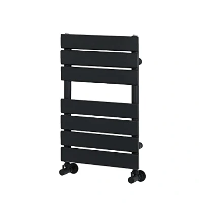 Image of Milano Lustro Black Flat Panel Heated Towel Rail 600mm x 400mm