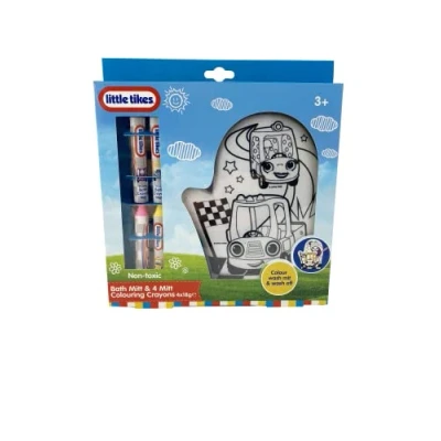 Image of Little Tikes Children&#039;s bath Mitt &amp; 4 Colouring Crayons time play