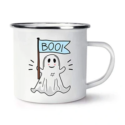 Image of Boo Ghost Halloween Enamel Mug Cup