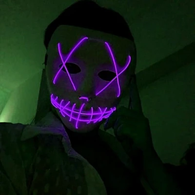 Image of QQY LED Halloween Mask, Scary Mask Light Up Purge with 3 Lighting Modes for Men Women (Purple 1)