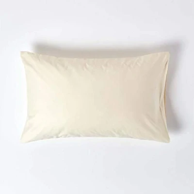 Image of HOMESCAPES 1000 Thread Count Egyptian Cotton Cream Standard Size Pillowcase Luxury Housewife Pillow Case