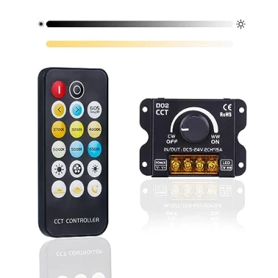 Image of GOMING CCT Tunable White LED Controller DC 5V 12V 24V 30A RF PWM Wireless Control or Through The Knob to Adjust Brightness and Color Temperature Suitable for Strip Lights