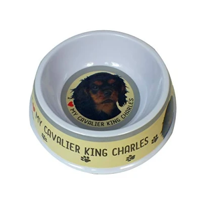 Image of Instant Gifts Bowl Pet/Animal/Dog Feeding/Food/Dinner CAVALIER KING CHARLES RUBY BLACK