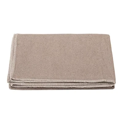 Image of David Fussenegger Sylt Cotton Blanket, Plain Colour with Decorative Stitching Schlamm