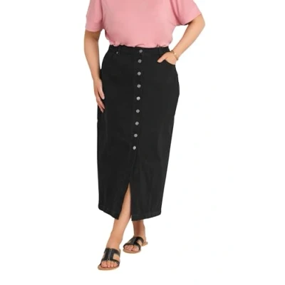 Image of EVANS Curve Button Through Denim Maxi Skirt Women&#039;s Plus Size