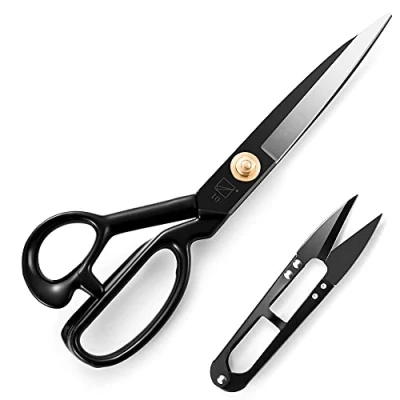 Image of Fabric Scissors 10 Inch(25.4CM), Sewing Dressmaking Razor Sharp High Carbon Steel Tailor&#039;s Shears for Cutting Fabrics, Leather, Material, Clothes, Altering, &amp; Tailoring(Black)