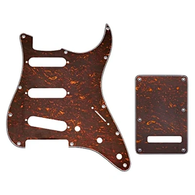 Image of Musiclily SSS Strat Pickguard and Back Plate Set for Fender USA/Mexican Standard Stratocaster Modern Style Electric Guitar, 4Ply Red Tortoise