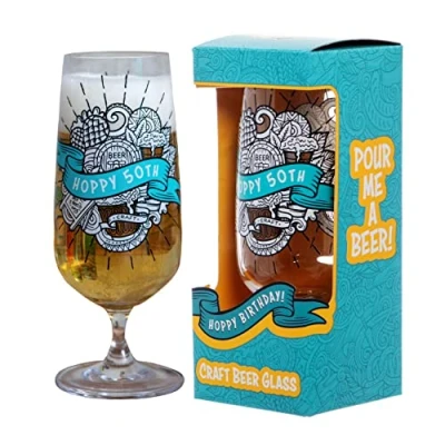 Image of Boxer Gifts 50th Birthday Craft Beer Glass Unique Glassware Gift for Him