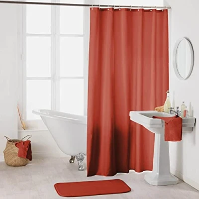 Image of Douceur d&#039;Intérieur, Essencia Terracotta Polyester Shower Curtain with Hooks (180 x 200 cm)