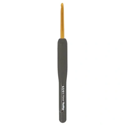 Image of Tulip Soft Grip Aluminium (3.75mm) Crochet Hook 1 Unit, Black, Gold