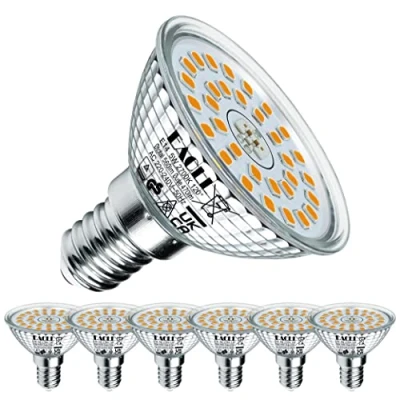 Image of EACLL E14 LED Bulbs 5W Warm White Light Bulb 2700K Replace 60W Halogen, 560Lumen AC 230V Flicker Free Spotlight, 120 Wide Beam Angle Non Dimmable Reflector, ∅50MM x H50MM, Pack of 6