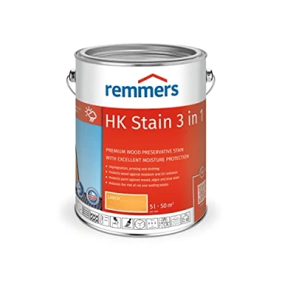 Image of Remmers HK Stain Pine/Larch, 5 litres, Decorative, Solvent Based Premium Wood Preservative for Exterior use, 3 fold Protection with Impregnation + Primer
