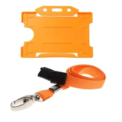 Image of ALG ID Cards® Orange Card Badge Holder Lanyard Neck Strap with Metal Clip &amp; Safety Breakaway Release for Pass