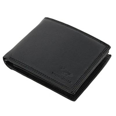 Image of MORUCHA Mens RFID Blocking Real Leather Trifold Passcase Wallet M55 (Black)