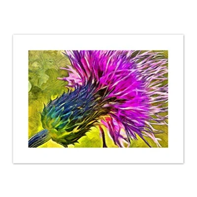 Image of Scottish Thistle Flower Vibrant Canvas Wall Art Print