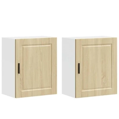 Image of vidaXL Kitchen Wall Cabinets Porto 2 pcs Engineered Wood Sonoma Oak 50x31x60 cm Modern Storage Solution