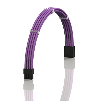 Image of LINKUP AVA 30cm PCI E 8 Pin (6+2) GPU PSU Power Supply Braided Sleeved Custom Mod PC Extension Cable w/Combs┃Strong &amp; Stiff Design┃Single Pack┃300mm Purple