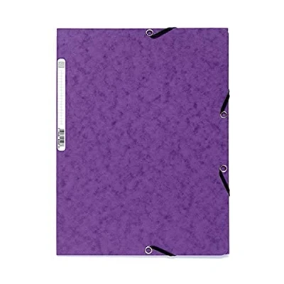 Image of Exacompta Ref 55508E Europa Elasticated 3 Flap Folders (Pack of 25) 24 x 32cm, Suitable for A4 Documents, 400gsm Genuine Premium Pressboard Dark Purple