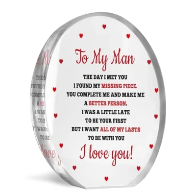 Image of Red Ocean Boyfriend Gifts, Husband Birthday Christmas Valentines Gifts for Him MY MAN, Anniversary Husband, Acrylic Plaque Gift From Wife Keepsake