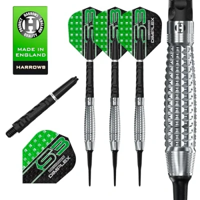 Image of Harrows Dimplex Bomb Darts Set I Professional 90% Tungsten Soft Tip ALL Weights Pro 10pc with Black Midi Shafts &amp; Flights (Bomb Shape, 20g)