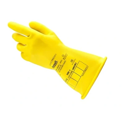 Image of Ansell ActivArmr Electrician Work Gloves, Electrical Protection Class 00 (500V), Insulating Natural Rubber Latex Industrial Safety PPE, 11 Inches, Yellow, Size XL (1 Pair)