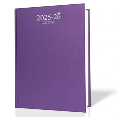 Image of 2025 2026 A4 Week to View Diary Purple Academic Case Binding On Two Pages