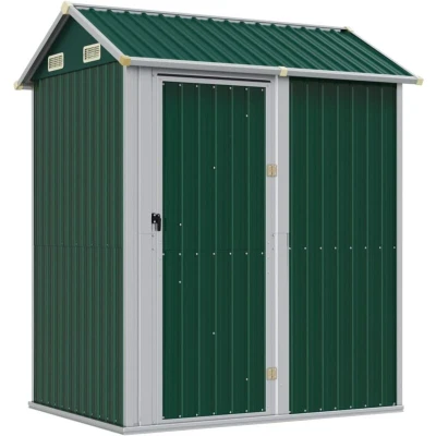 Image of vidaXL Garden Shed Green 192x152.5x237 cm Galvanised Steel