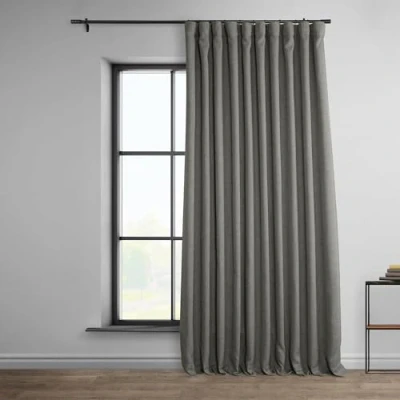Image of HPD Half Price Drapes BOCH LN185 P Faux Darkening Curtains 108 Inches Long Extra Wide Luxury Linen for Bedroom &amp; Living Room (1 Panel), 100W x 108L, Blazer Grey